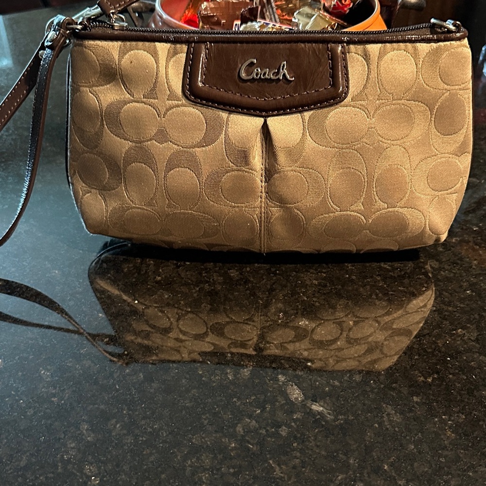 Coach Brown Signature Wristlet